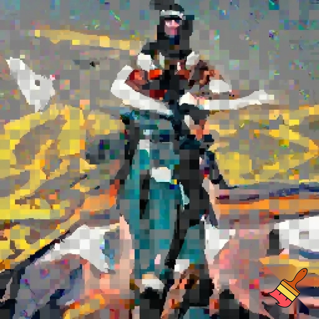 A detailed, cinematic portrait of an Asian female Lighthouse Explorer Commander standing in a desert landscape within the Ether. She wears the official Explorer uniform for a group leader: a deep blue travel coat with yellow accents along the seams and straps, slightly worn and dusted with sand, flowing dramatically in the wind. Her coat has multiple functional pockets for maps, runes, and tools, reinforced tactical straps, and a high collar. She wears a patrol cap with sand-protected goggles resting on top, and tall knee-high combat boots, slightly scratched from long expeditions.

Her expression is focused and determined, eyes sharp and scanning the horizon. She has faint bruises and scratches on her face, showing signs of recent battles, but maintains a calm, commanding presence. On her arm, she wears a yellow leadership armband, symbolizing her rank. Her hands rest confidently on a hybrid lantern-sword, a unique weapon combining Ether energy and physical blade, glowing faintly with runes.

The coat’s inner lining glows subtly with Ether runes, reflecting her connection to dimensional energy. The belt has additional attachments: a small splinter of Scarlet Stone, hooks for tools, and a sheath for her short runic dagger. Her stance is dynamic yet authoritative, weight balanced for combat or quick movement. The desert wind stirs her hair and coat, sending sand particles into the air, highlighted by warm sunlight and soft atmospheric haze.

Style: hyper-detailed, realistic anime-inspired, cinematic lighting, expressive facial features, intricate clothing textures, glowing subtle magical effects, functional tactical gear, dynamic composition, soft ambient particles around her, heroic and commanding aura.”**