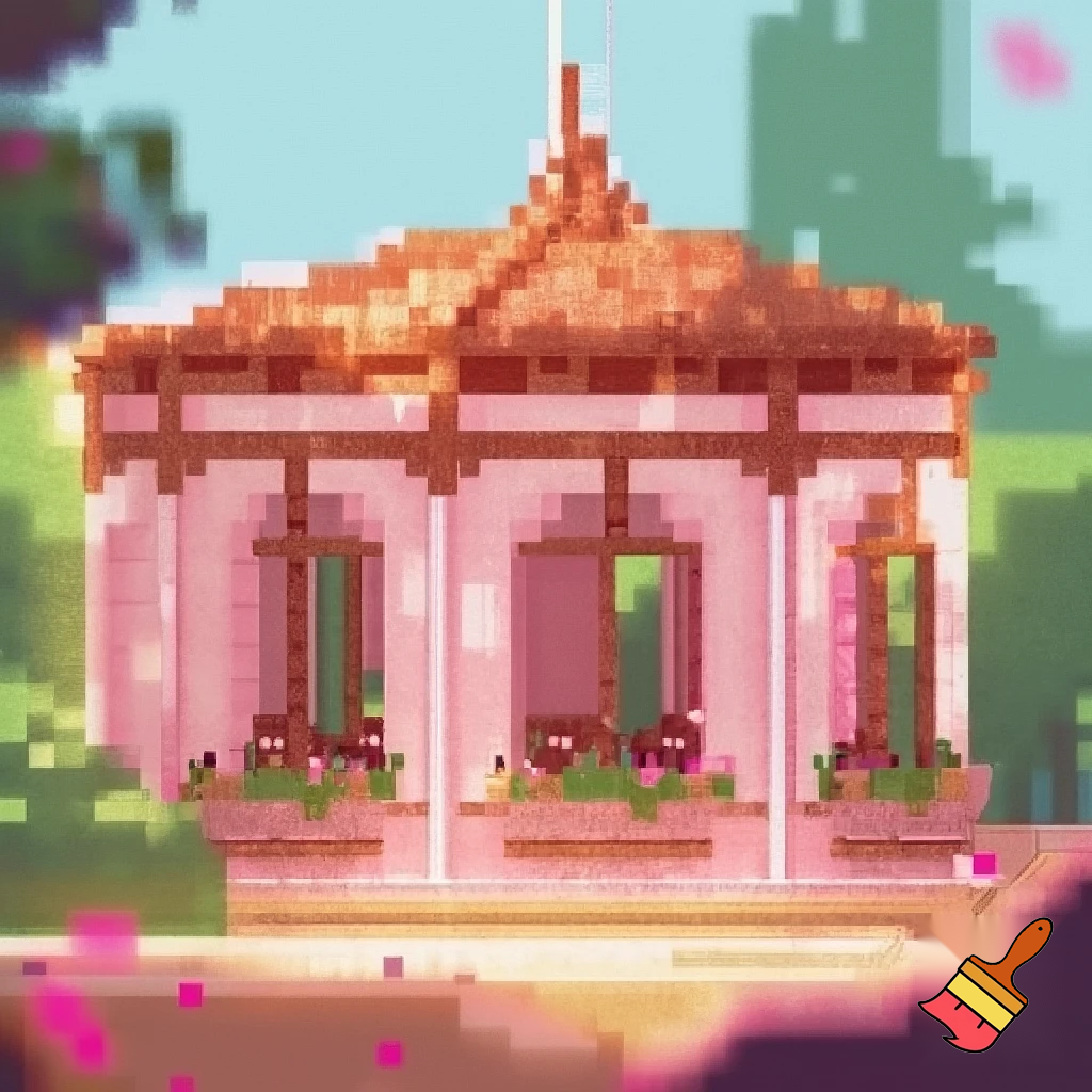 I want that wive me a ilustration of the Casita of Principe whit some pixels on pink