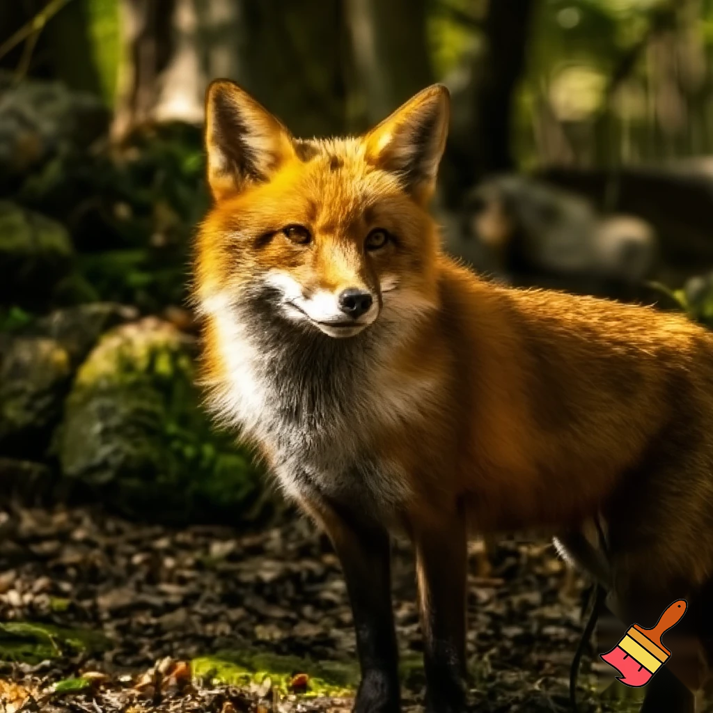 portrait of a fox outside, natural