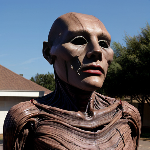 a 10 ft tall skinless figure with a weird looking mask on its face