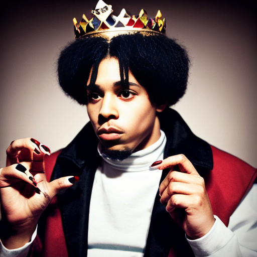 make gangsta king charles with reLLY LONG RED NAILS
