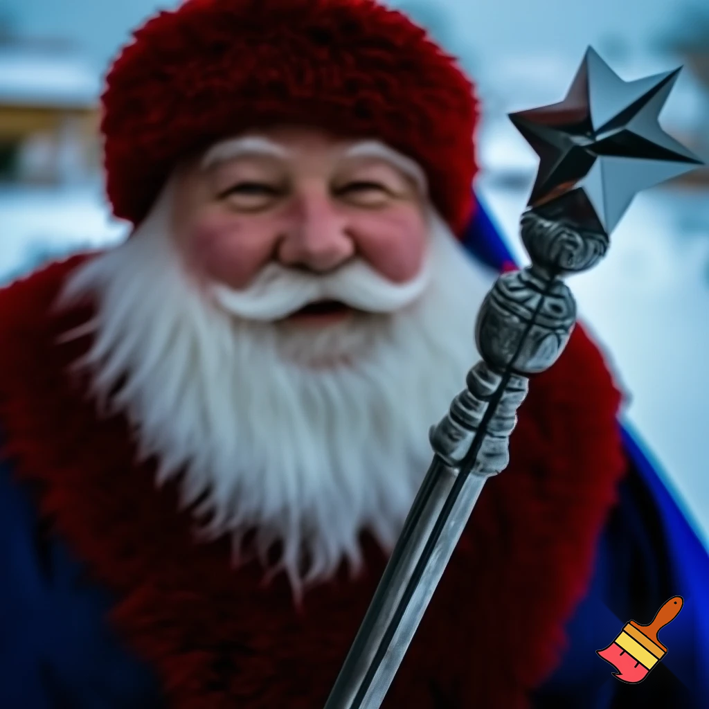 Russian Santa Claus walking stick with a star Santa Claus the real Santa Claus metal