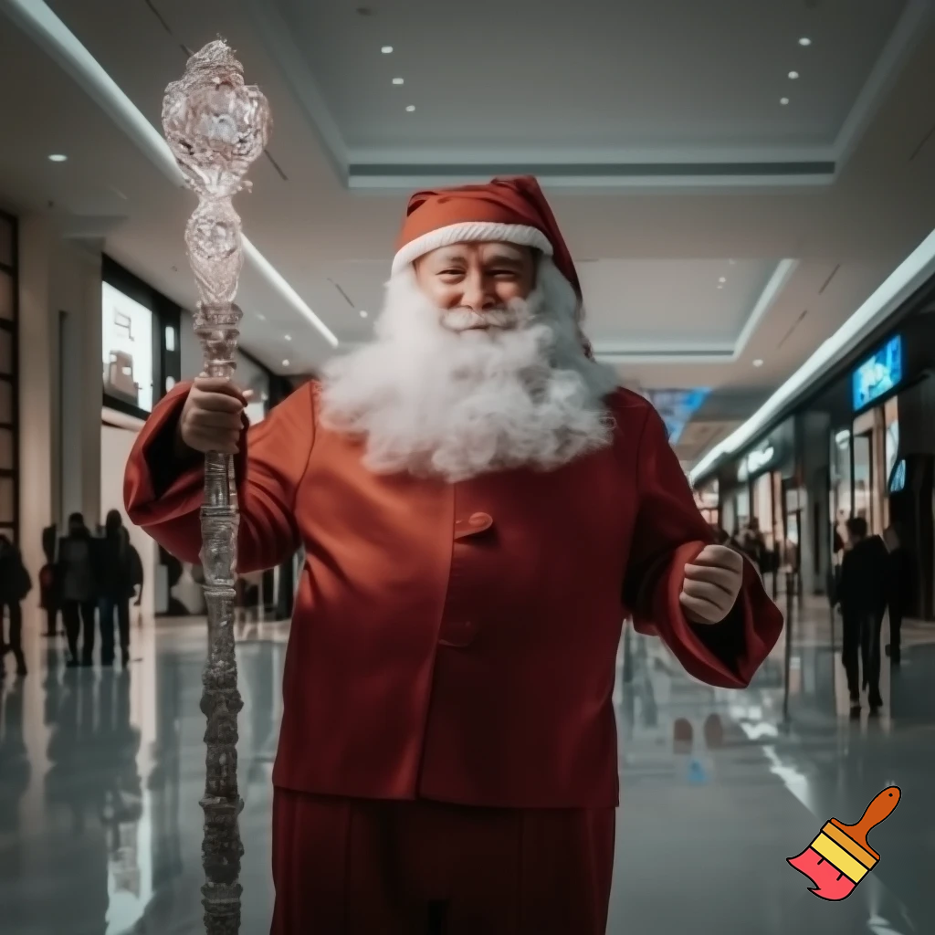 Santa Claus magic walking stick staff Russia shopping Centre Australia shopping immune in a star