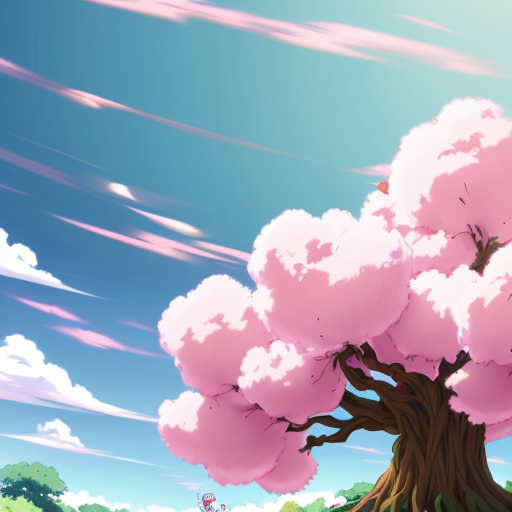 A tree with arms and legs covered in cotton candy 