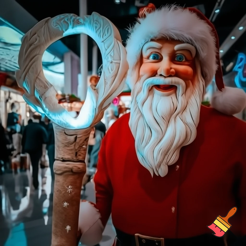 Santa Claus magic walking stick staff Russia shopping Centre Australia shopping immune in a star