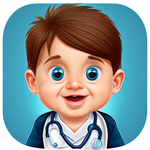 cartoon baby boy at the doctor
