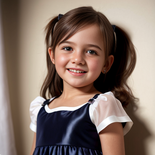 Brazil little girl at night dress, very beautiful, on the bedroom, close up