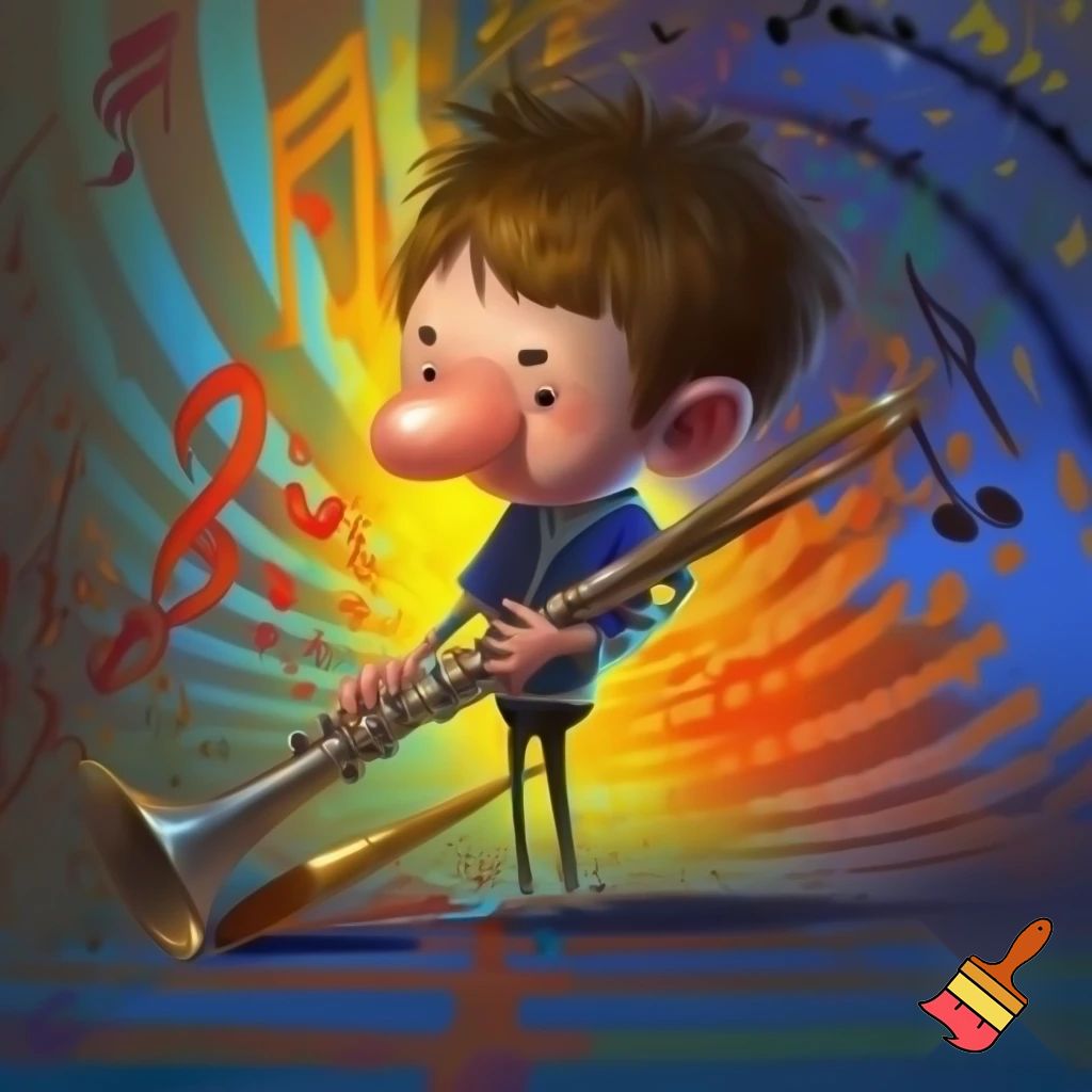 clarinet kid who is weird that lookes like a thrombone player with a huge nose and brown hair