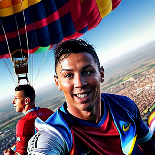 messi with ronaldo in hot air balloon