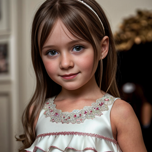 swedish brunette little girl  at party dress, very beautiful, on the party