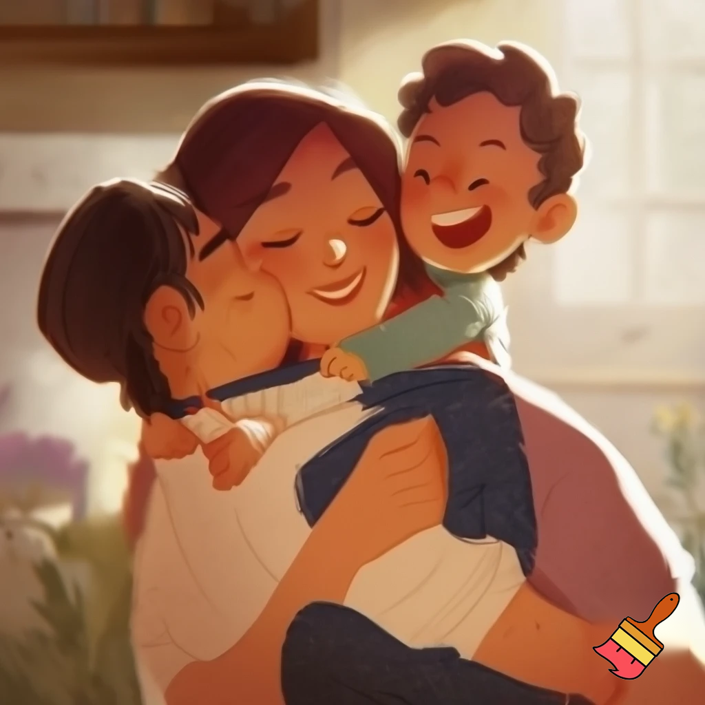 Семья 3 человек: мама, папа и ребёнок 