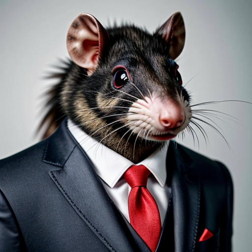 evil rat with red eyes in suit