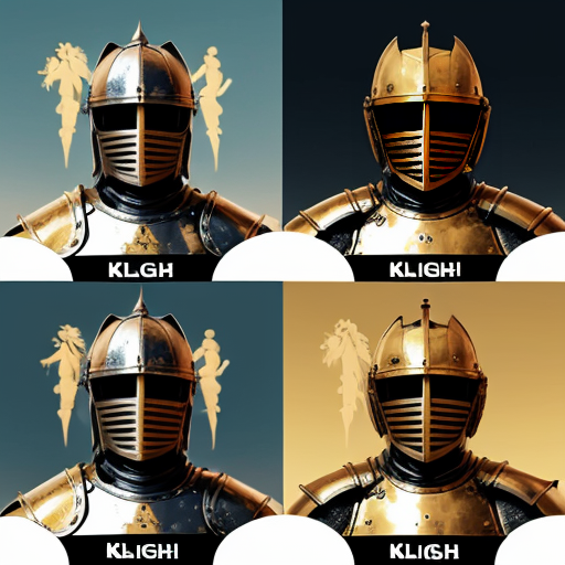 Image of three Knights. On the left is an older man. In the middle is a girl knight with golden armor. On the right is a man with blonde hair. it needs to be for a kids storybook 