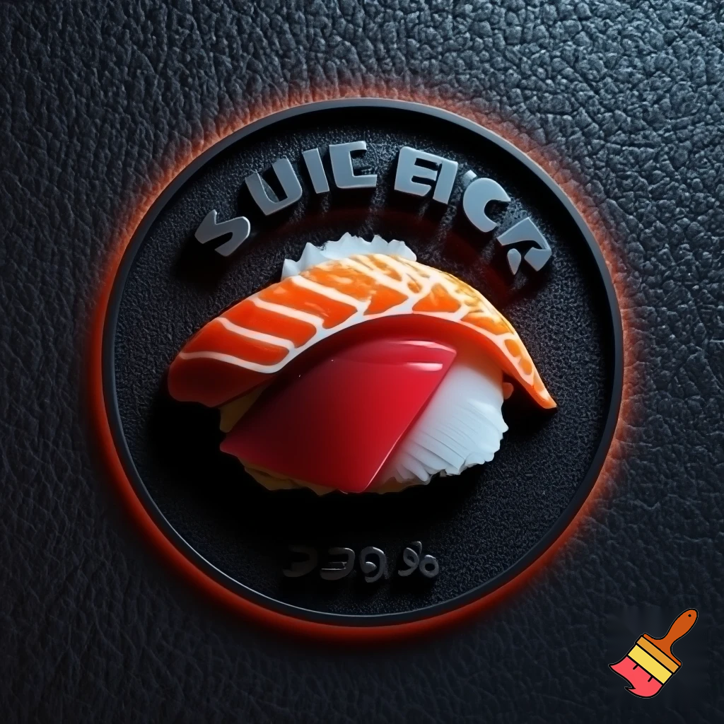 a sports club symbol featering  salmon and tuna sushi not animated not carton super realistic high contrast shadow and 3d Club name Sushi S.C. and on the bottem est 2026 make the sy mbol round