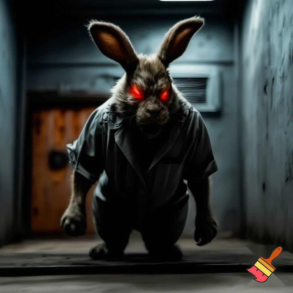 evil rabbit red eyes prison suit