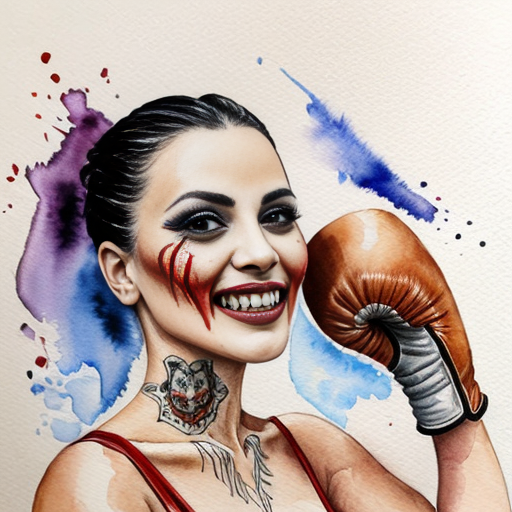 deadly dog,sharp teeth, blood driping, face tats, nose ring,navey bluey prisenor fit mug shot boxing gloves
