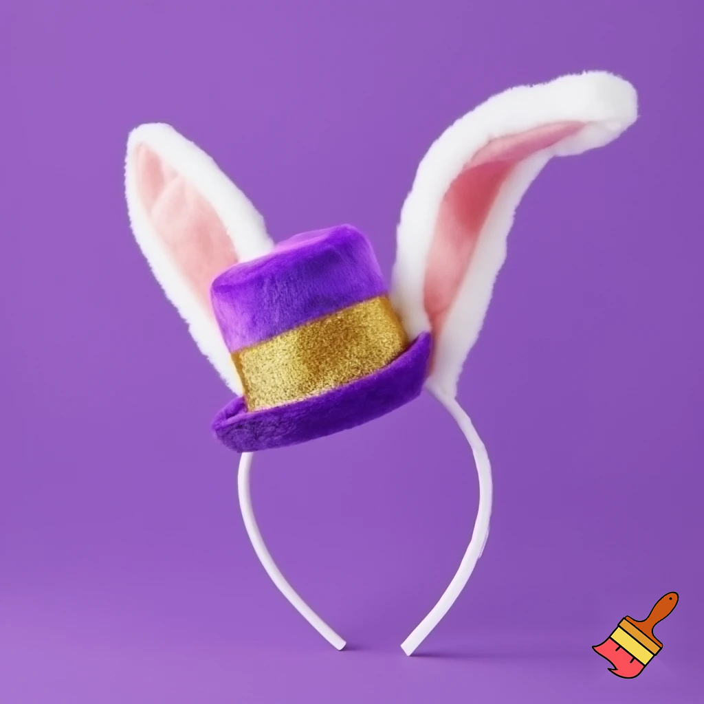  Purple and white Easter bunny headband top hat headband with gold