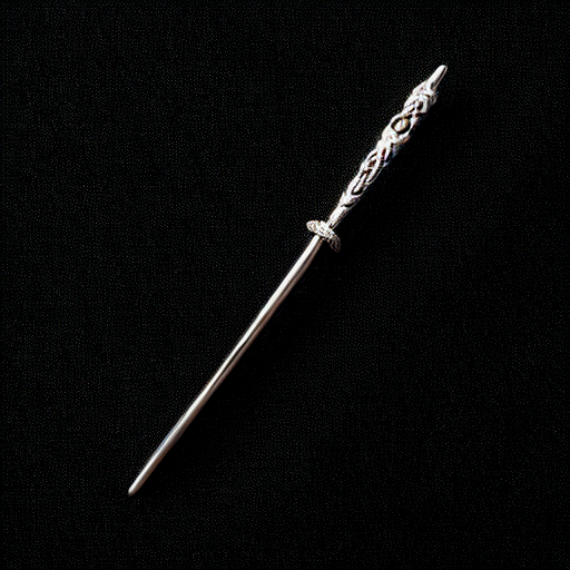 silver and white mystical wand on a solid black background