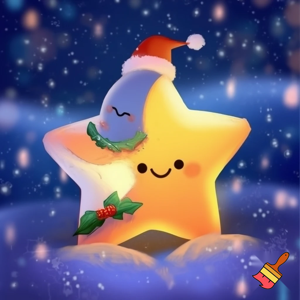 Star and the moon christmas cartoon