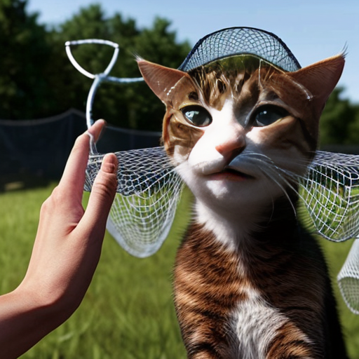 humain méchant en train d'attraper des chats avec un filet
