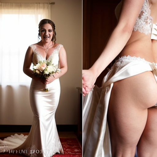 A bride rips off her wedding dress to reveal her underwear