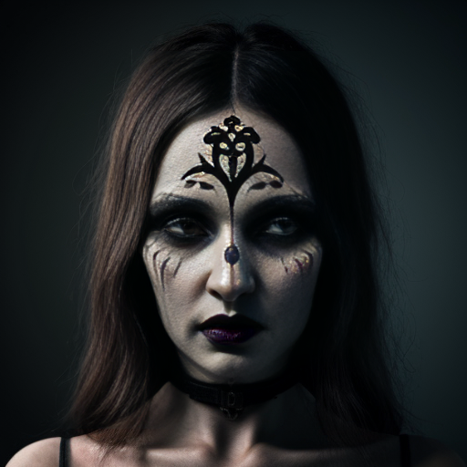Dark Gothic Branched Woman Face with Fantastic Animals 4K High Definition Image 