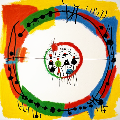 fill a circle with Miro and Basquiat type features