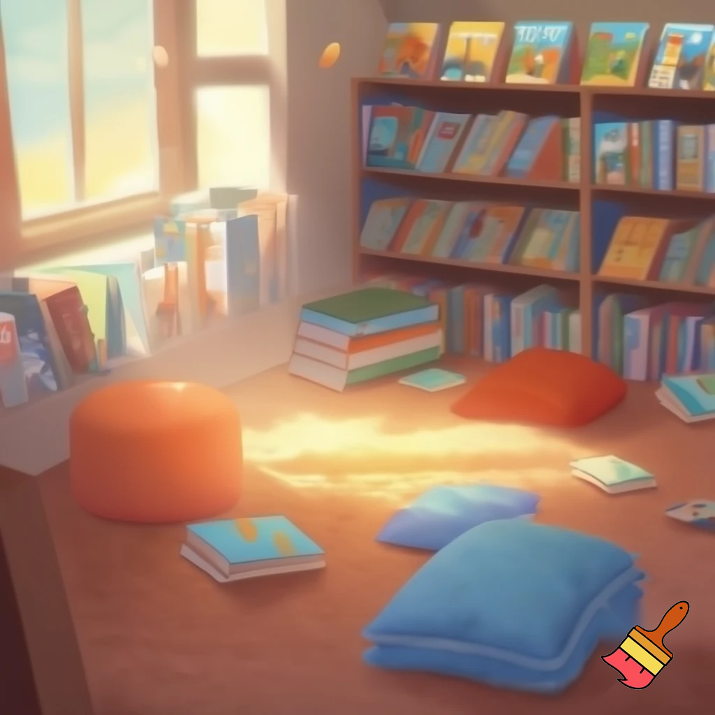 crea un aula con  Rincón de lectura: con alfombra, libros accesibles, cojines