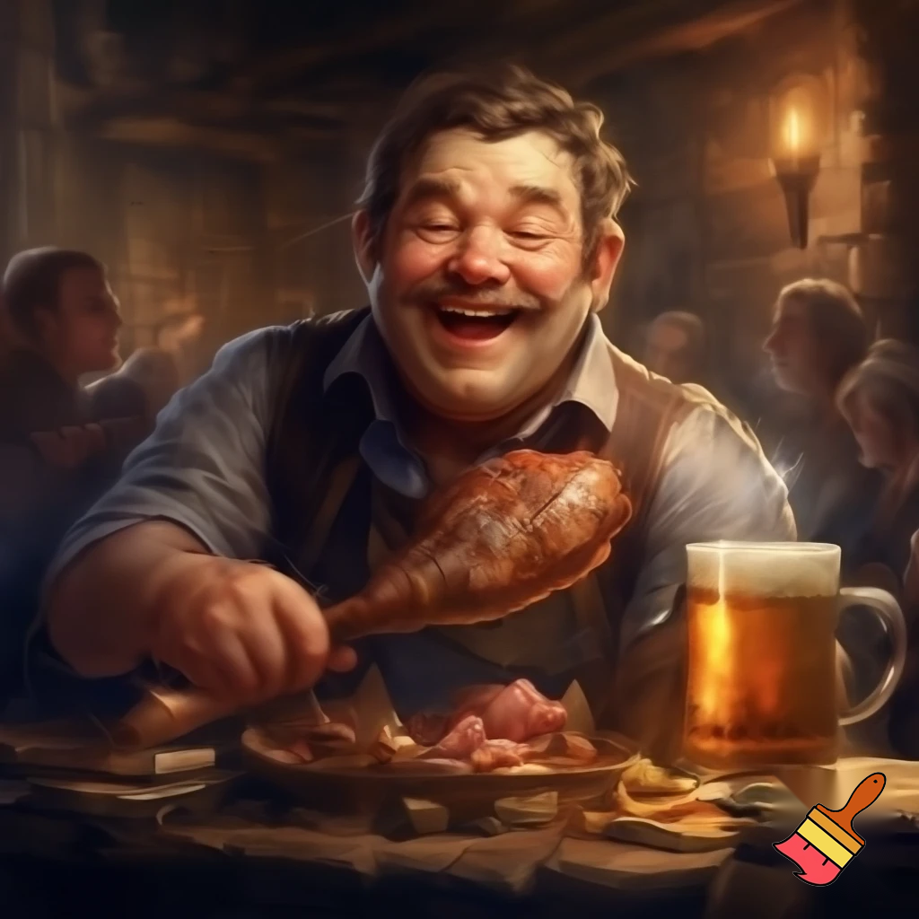 Fat guy eating a louis deer
