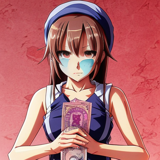 make a crying 12 year girl nerby her stands another 12 year girl with money in hands and 67 on top