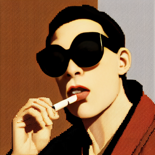 master oogway. smoking a cig with pixelated. sunglasses on
