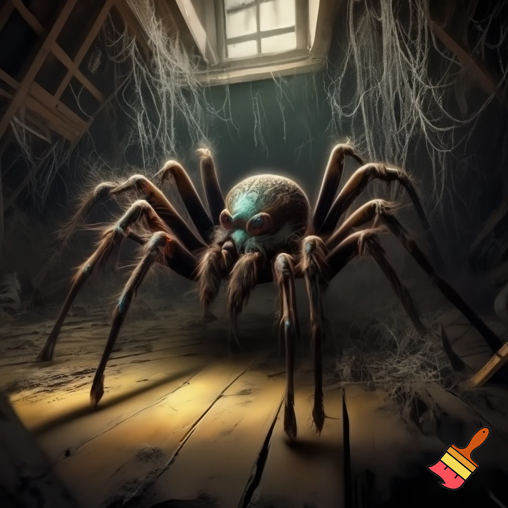 an big spider in a small room above to die