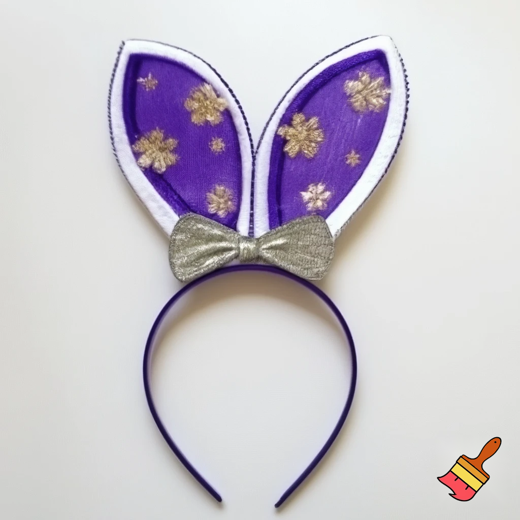 Easter bunny top hat headband, purple and white gold and silver