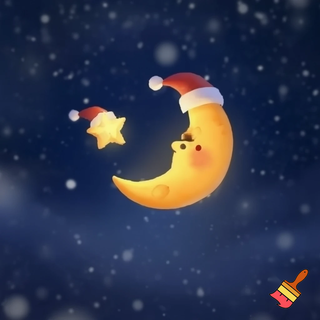 Star and moon christmas cartoon