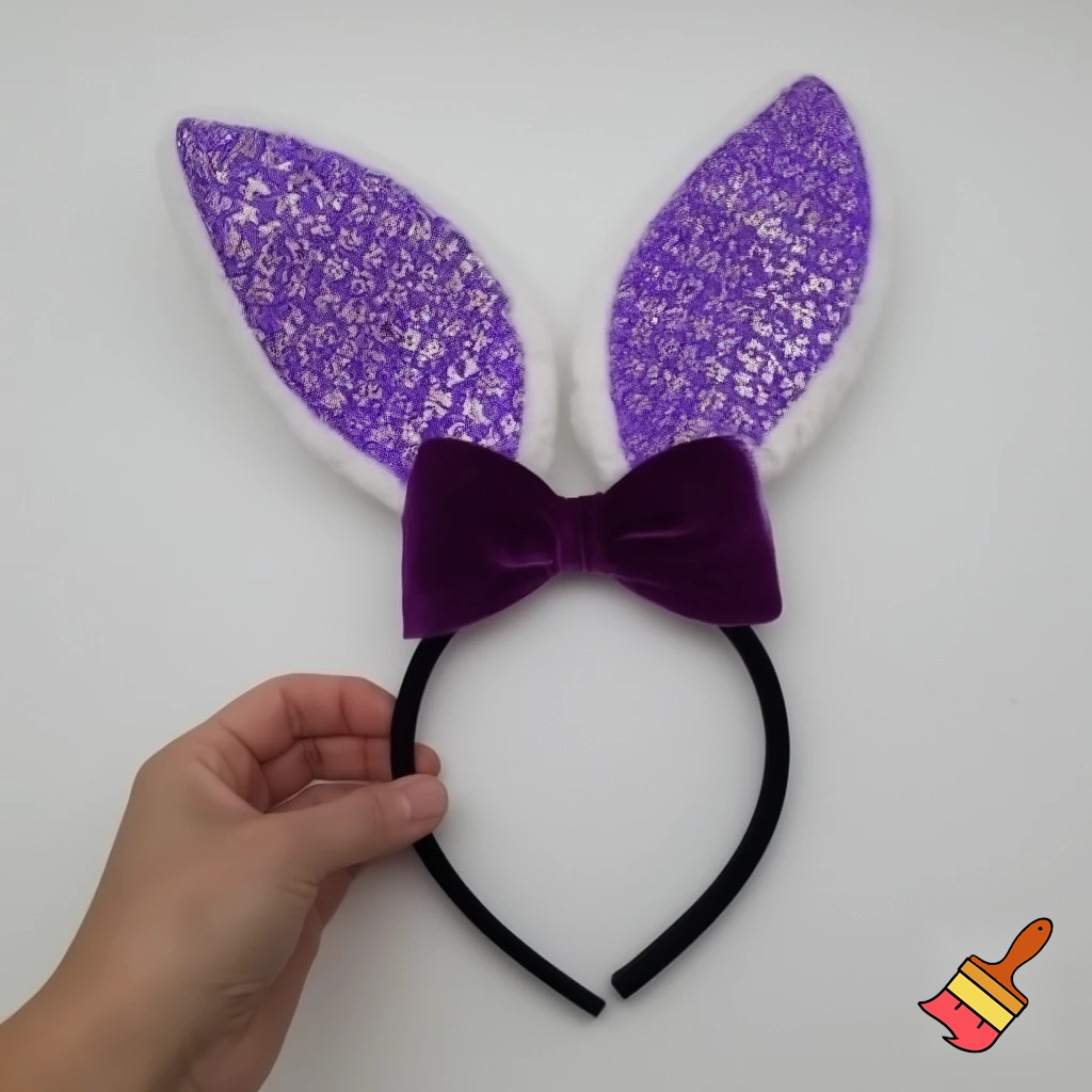 Easter bunny top hat headband, purple white with gold glitter fabric and velvet velvet gold special gold and delicate velvet and delicate and black purple top hat headband precious glitter, purple and white