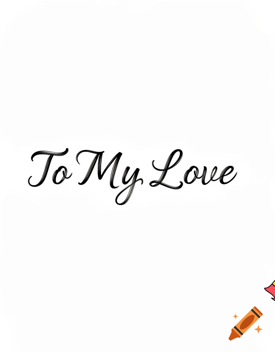 black and white manga title page, hand-drawn lettering, romantic typography, text reading “To My Love”, elegant brush ink style, soft emotional feeling, Japanese manga aesthetic, clean white background, no characters, no color