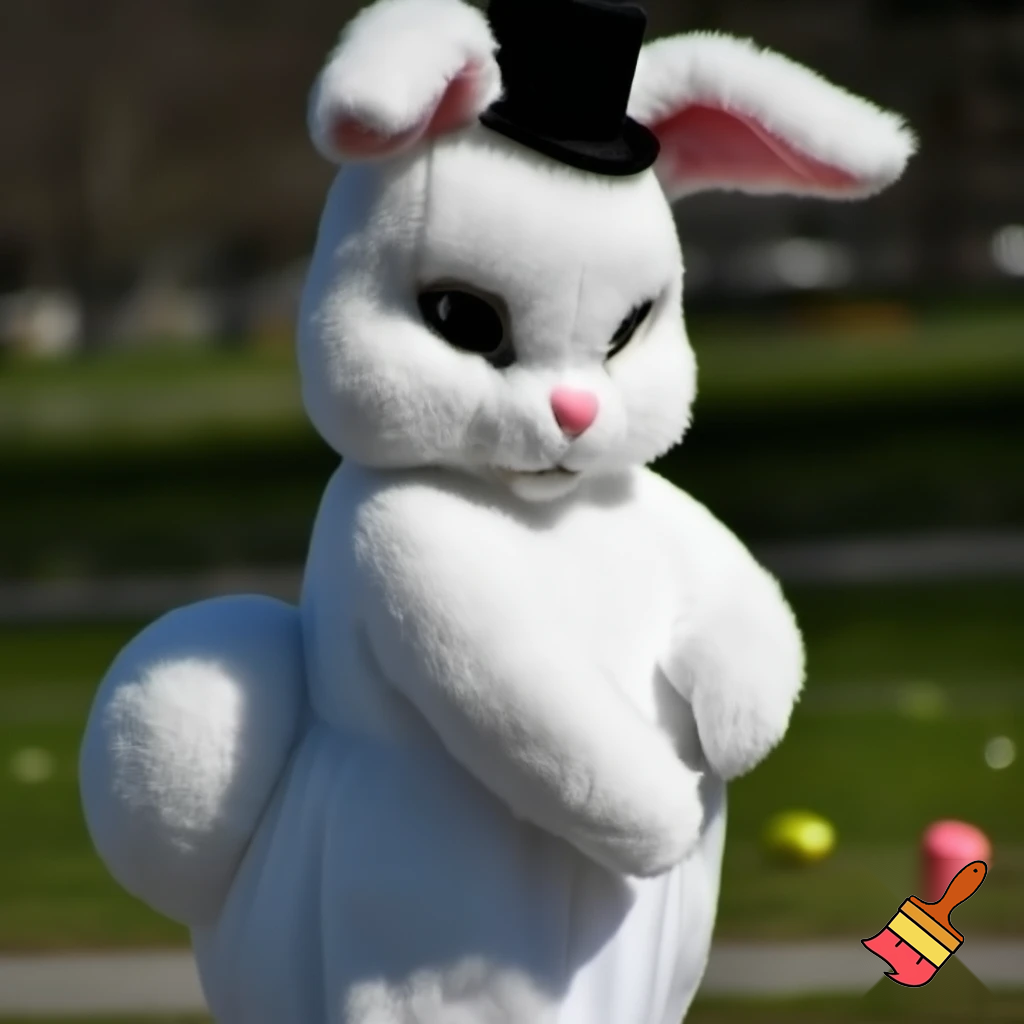 Easter bunny mascot costume top hat