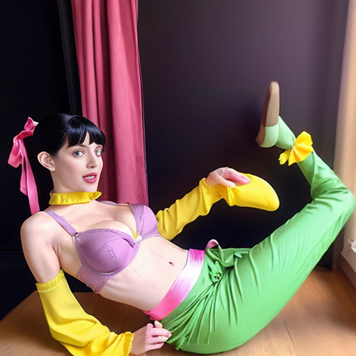 90's disney's 2d aladdin style comic dark blue background and panels of panel 1 a marching band of black haired ponytail women  with blue skin,blue harem pants red bra and red sash and red curved slippers and each playing an instrument while marching out of the remains of the belly bugle. 
Panel 2 followed by a giant black haired ponytail woman with green skin,green harem pants pink bra and pink curved slippers sash with cowbells who marches in front of a black haired ponytail woman with yellow skin, yellow harem pants, purple bra and purple sash and purple curved slippers . 
Panel 3 then the giant black haired ponytail woman with green skin,green harem pants pink bra and pink curved slippers sash with cowbells  who repeatedly steping and squishing on a black haired ponytail woman with yellow skin, yellow harem pants, purple bra and purple sash and purple curved slippers 
Panel 4 The black haired ponytail woman with yellow skin,yellow harem pants purple bra and purple sash and purple curved slippers eventually has enough and sneaks behind the giant black haired ponytail woman with green skin,green harem pants pink bra and pink sash and pink curved slippers 
panel 5 The black haired ponytail woman with yellow skin,yellow harem pants purple bra and purple sash and purple curved slippers then kicks the giant black haired ponytail woman with green skin,green harem pants pink bra and pink sash and pink curved slippers in the butt. 
Panel 6 then the giant black haired ponytail woman with green skin,green harem pants pink bra and pink sash and pink curved slippers split into three black haired ponytail women with big breast and hips green skin,green harem pants pink bra and pink sash and pink curved slippers. 