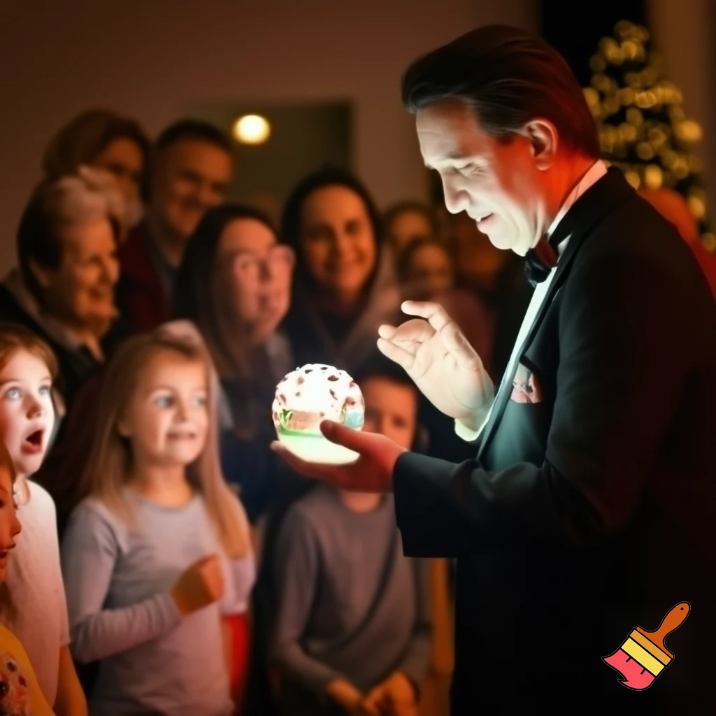 Magic magic Christmas magician an adult kid an adult kid