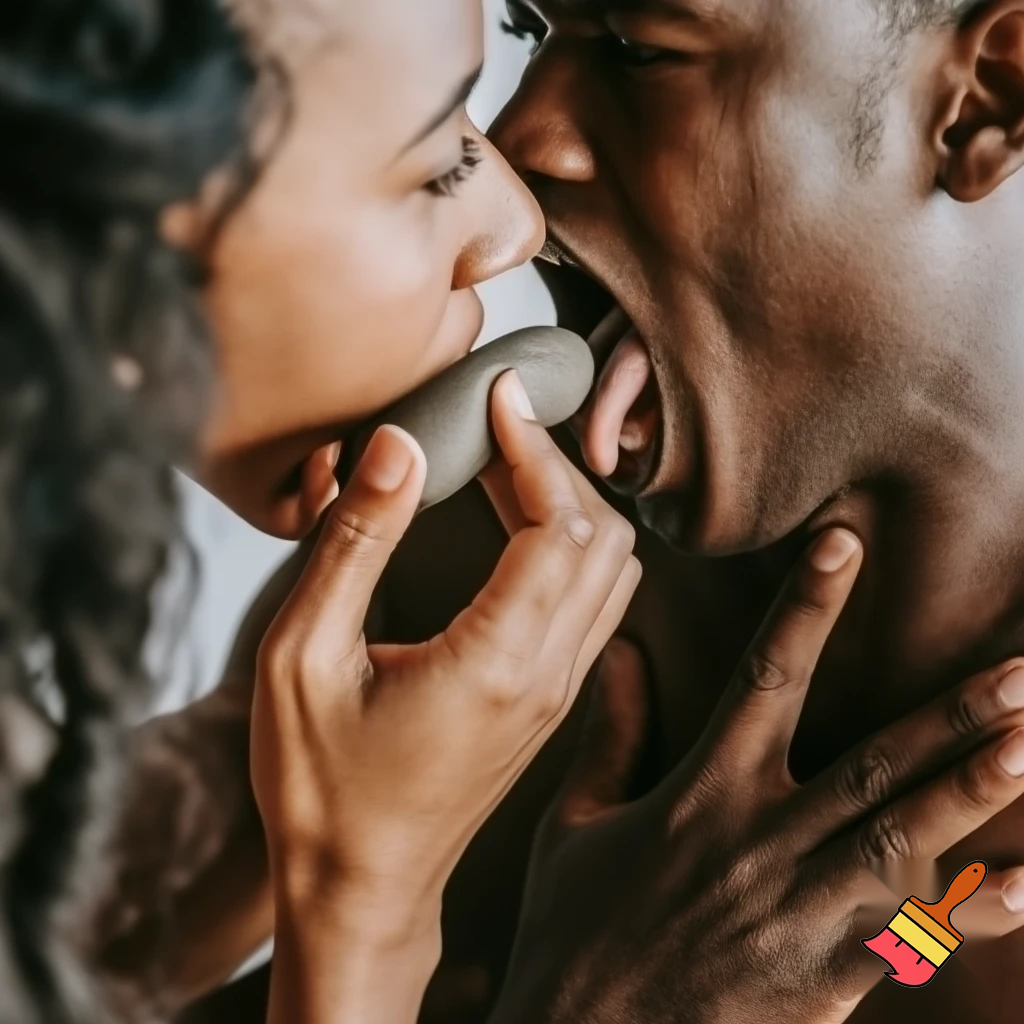 Buatkan gambar wanita menghisap penis pria hitam 