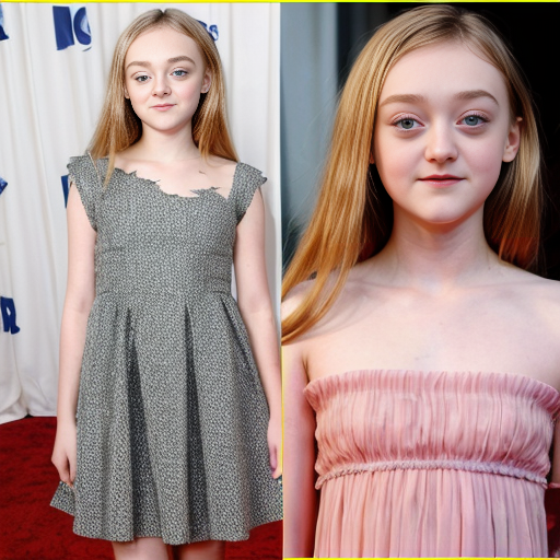 Dakota Fanning, young actress, posing, her dress is torn, 