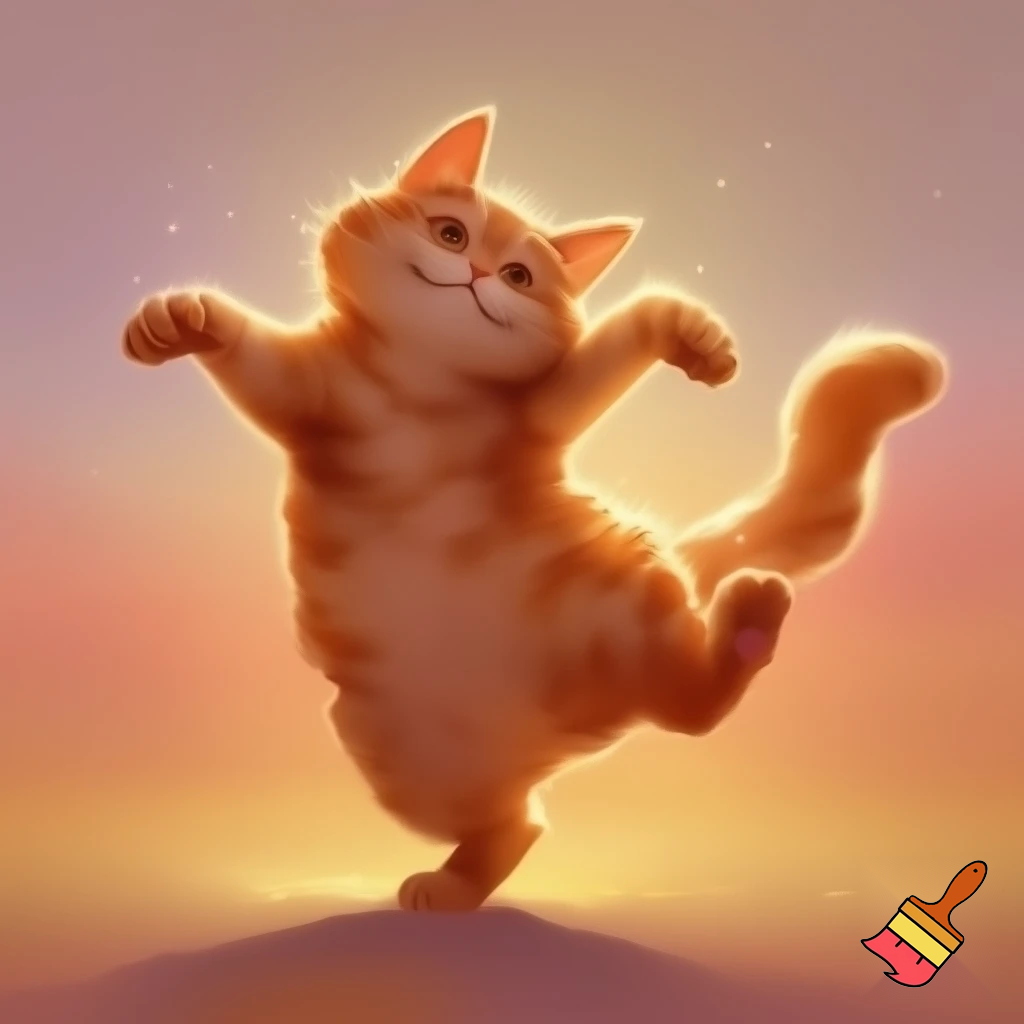 cat standing up dancing
