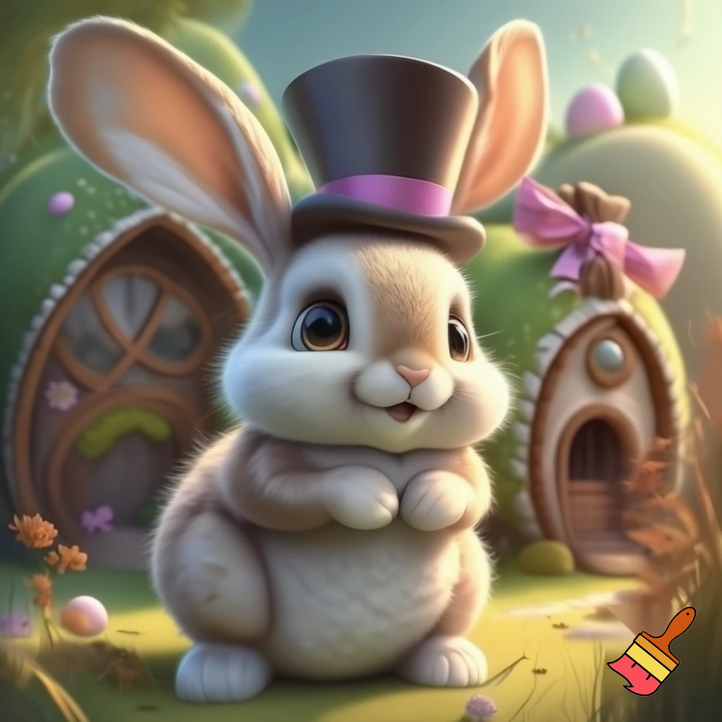 Easter bunny mascot costume top hat Easter bunny’s house