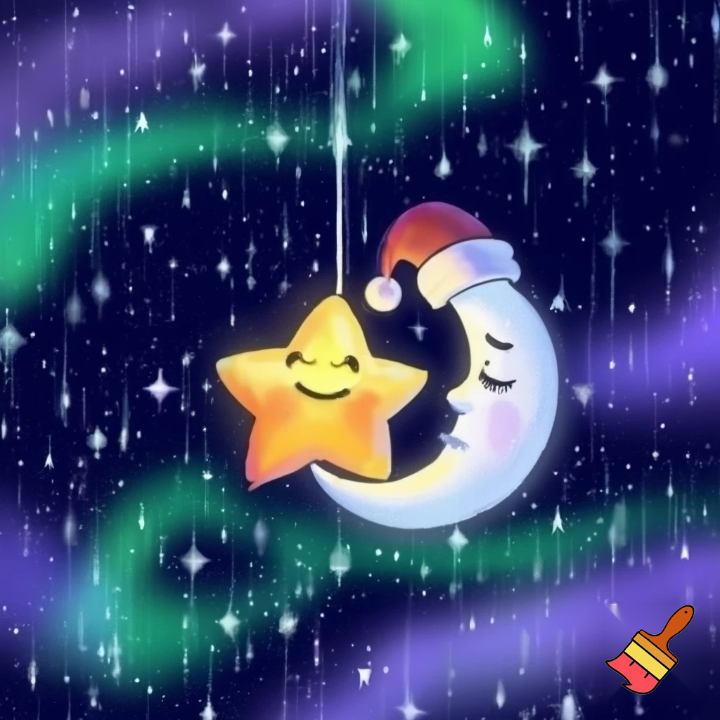 Star and the moon christmas cartoon