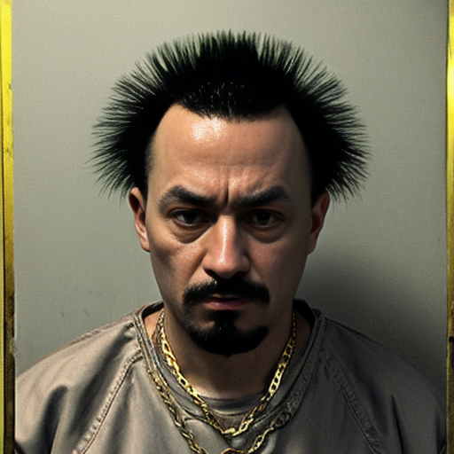  rat, evil, sinister, wearing prison outfit, mugshot style, no human, 
gold chain
