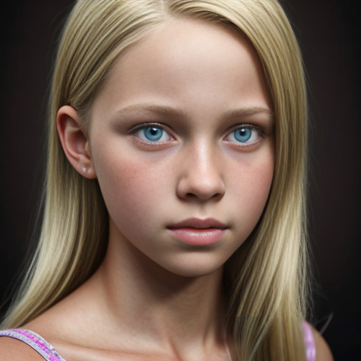 A  girl who has blonde hair who is thirteen and looks like a spoilt brat