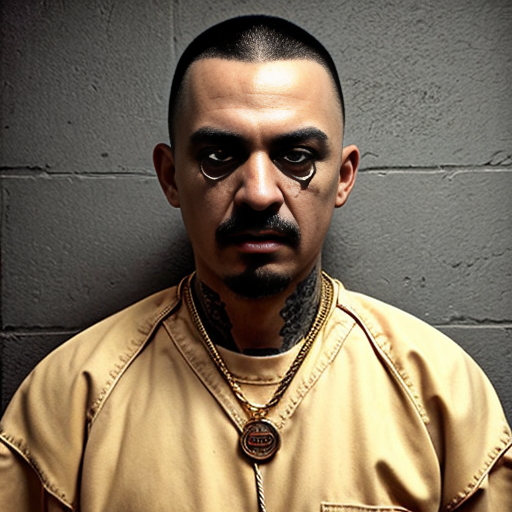  rat, evil, sinister, wearing prison outfit, mugshot style, gold chain
