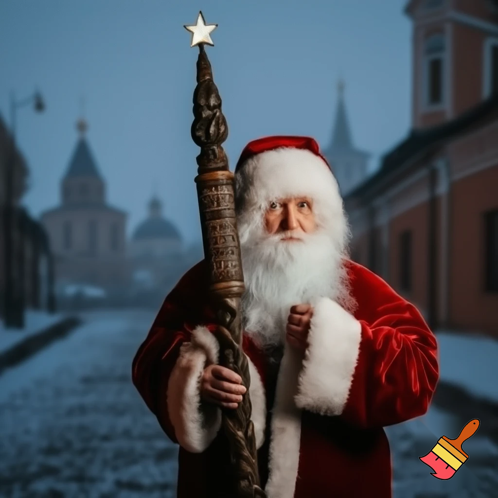 Santa Claus, Russia walking stick with the start the real Santa Claus
A star