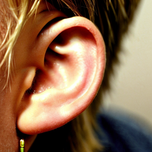 Cool 90s aesthetic grainy very close up very zoomed in photo of a 12 year old very tan blonde boy’s ear, whole ear is stretching into a the shape of a pair of boy lips