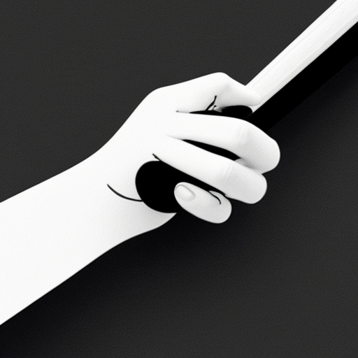 Minimalist black and white editorial illustration on white background. Stylized outline of a hand gripping a billiard cue, drawn with clean, thin, high‑contrast lines. The fingers wrap around the cue with essential geometry, no shading, no textures, no anatomical details. The cue is represented as a simple straight line with minimal accents. No background elements, no table, no environment. Pure, essential depiction of the billiard grip reduced to its structural gesture.
